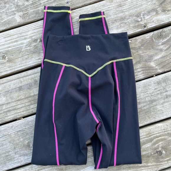 Buffbunny Collection Pants - Buff bunny wave Lochness leggings Rare HTF Size Small Black Yellow Pink stitch